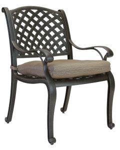 Nassau Cast Aluminum Outdoor Patio Dining Chair with Seat Cushion - Antique Bronze