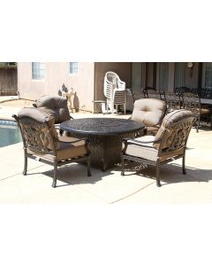 Flamingo 5pc Deep Seating Set – 4 Club Chairs and 52 Inch Round Fire Pit