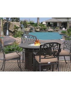 Eli 42" Round Outdoor Patio 5pc Dining Set for 4 Person with Round Fire Table Series 7000 - Antique Bronze Finish