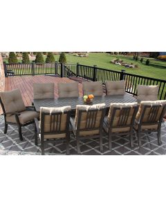 Barbados Cushion Outdoor Patio 11pc Dining Set for 10 Person with 44x102 Rectangle Series 4000 Table - Antique Bronze Finish