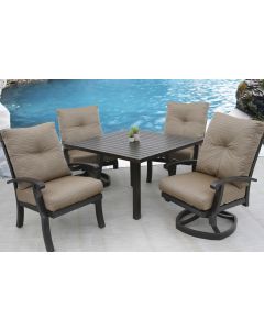 Barbados Cushion Outdoor Patio 5pc Dining Set with 44 Inch Square Table Series 4000 