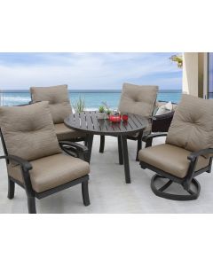 Barbados Cushion Outdoor Patio 5pc Dining Set with 42 Inch Round Table Series 4000 