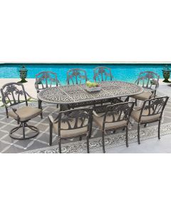 Palm Treee Outdoor Patio 9pc Dining Set with 42x84 Inch Ovel Table Series 2000 