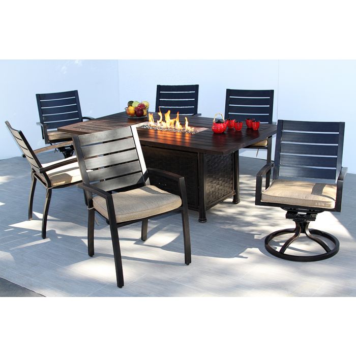 Quincy Outdoor Patio 7pc Dining Set For, 6 Person Outdoor Dining Set With Swivel Chairs